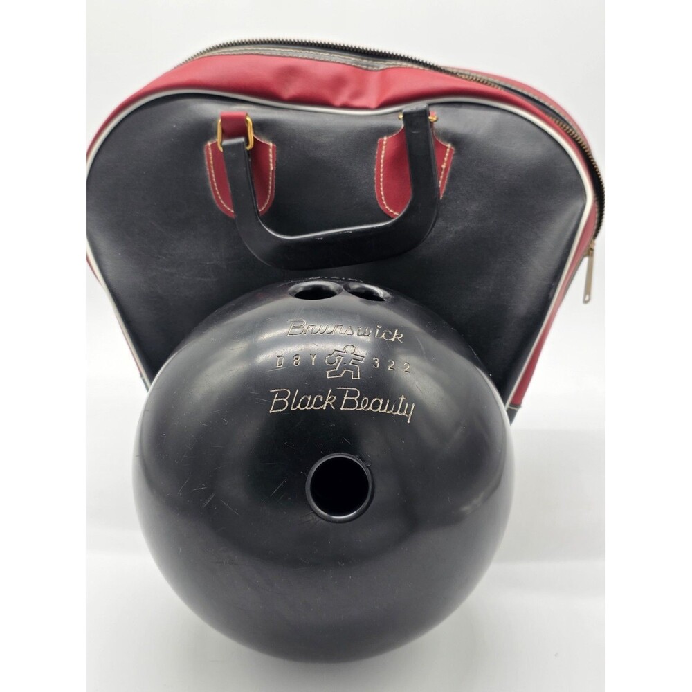 Vintage Black Beauty Brunswick Bowling Ball Original 13 Lb 2.2 Oz Nice Good